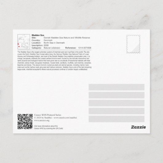 UNESCO WHS - Danish Wadden Zee Briefkaart (Achterkant)