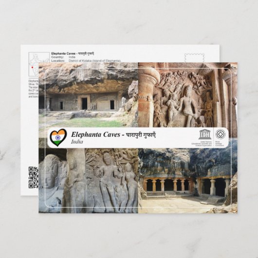 UNESCO WHS - Elephanta Caves Briefkaart (Voorkant / Achterkant)