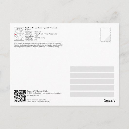 UNESCO WHS - Falkenlust Castle Briefkaart (Achterkant)