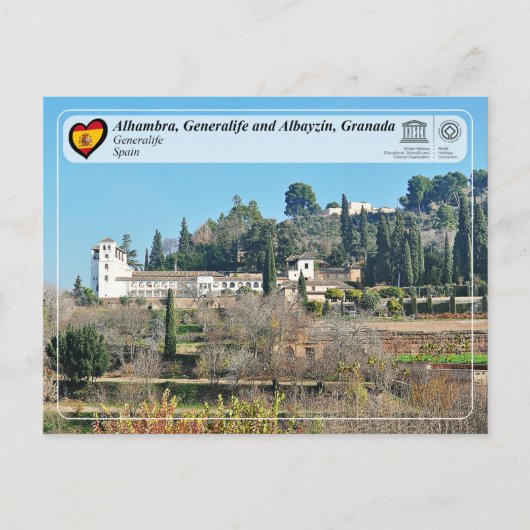 UNESCO WHS - Generalife, Granada Briefkaart (Voorkant)