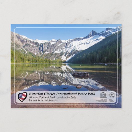 UNESCO WHS - Glacier NP - Avalanche Lake Briefkaar Briefkaart (Voorkant)