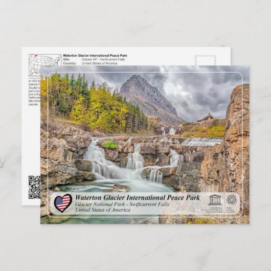 UNESCO WHS - Glacier NP - Swiftcurrent Herfsten Po Briefkaart (Voorkant / Achterkant)