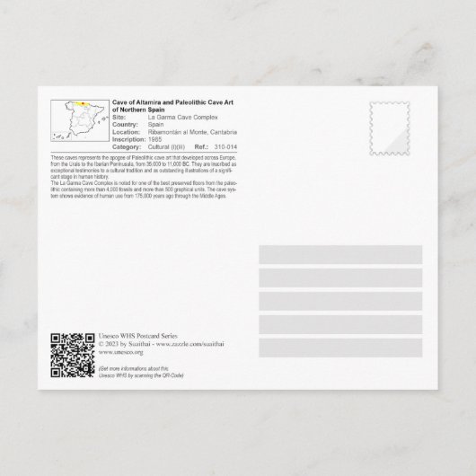 UNESCO WHS - Grottencomplex La Garma Briefkaart (Achterkant)