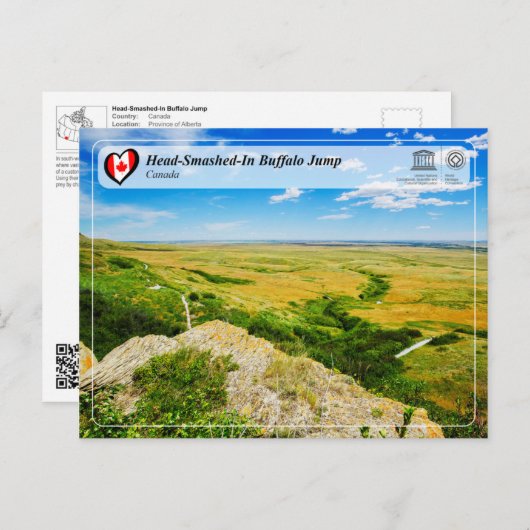 UNESCO WHS - Head-Smashed-In Buffalo Jump Briefkaart (Voorkant / Achterkant)