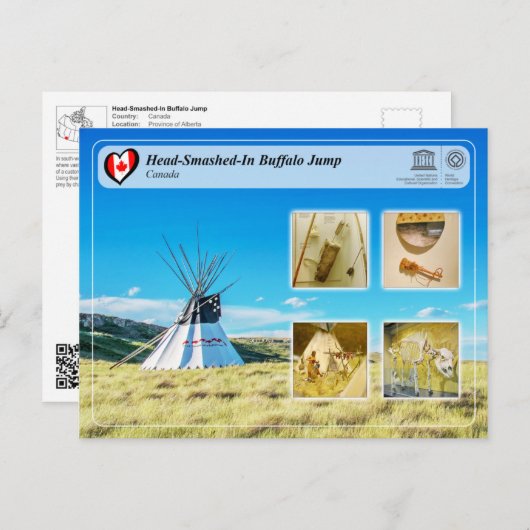 UNESCO WHS - Head-Smashed-In Buffalo Jump Briefkaart (Voorkant / Achterkant)
