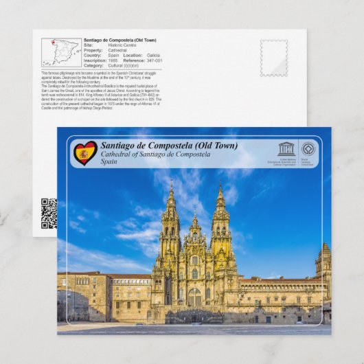 UNESCO WHS - Kathedraal van Santiago de Compostela Briefkaart (Voorkant / Achterkant)