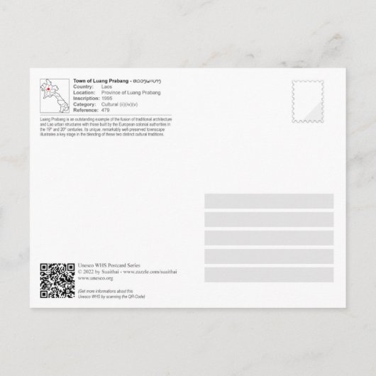 UNESCO WHS - Luang Prabang - Wat Hau Pha Bang Briefkaart (Achterkant)