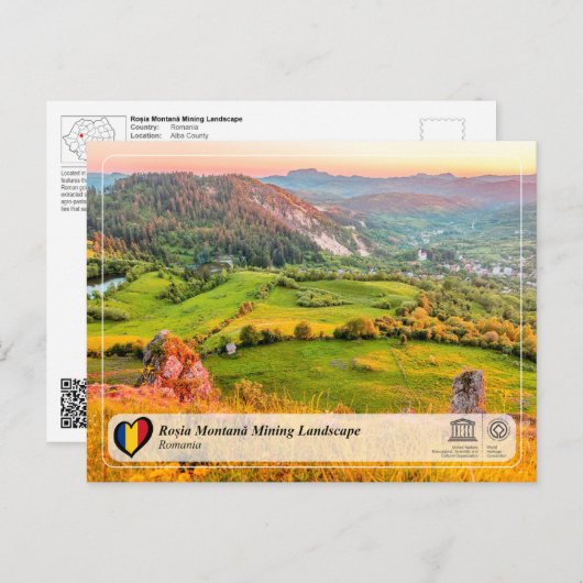 UNESCO WHS - Mijnbouwlandschap Roșia Montană Briefkaart (Voorkant / Achterkant)