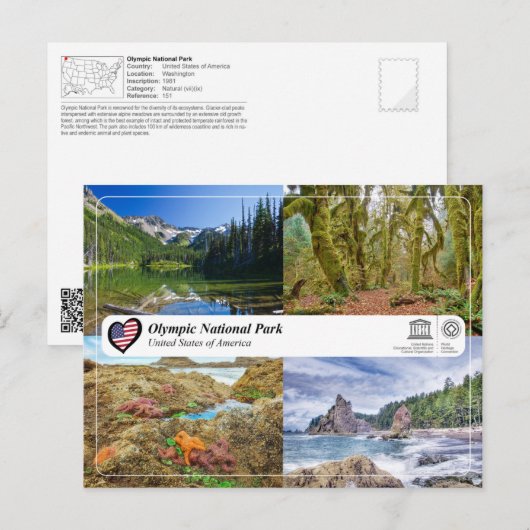 UNESCO WHS - Nationaal Park van de Olympische Spel Briefkaart (Voorkant / Achterkant)