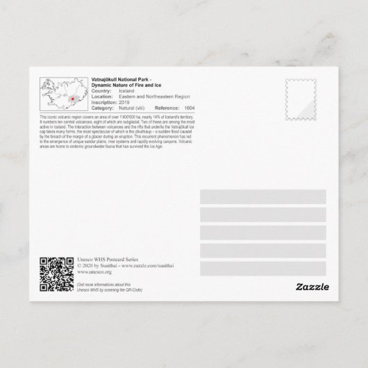 UNESCO WHS - Nationaal Park Vatnajökull Briefkaart (Achterkant)