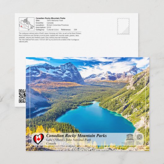 UNESCO WHS - Nationaal Park Yoho Briefkaart (Voorkant / Achterkant)