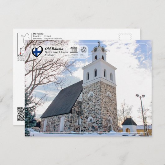 UNESCO WHS - Old Rauma - Heilige Kruiskerk Briefkaart (Voorkant / Achterkant)