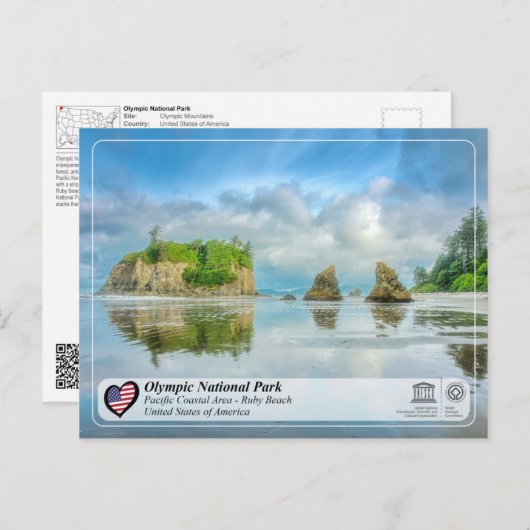 UNESCO WHS - Olympisch Nationaal Park - Ruby Beach Briefkaart (Voorkant / Achterkant)