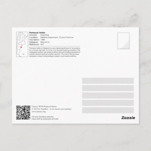 UNESCO WHS - Península Valdés Briefkaart (Achterkant)