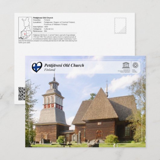 UNESCO WHS - Petäjävesi Old Church Briefkaart (Voorkant / Achterkant)