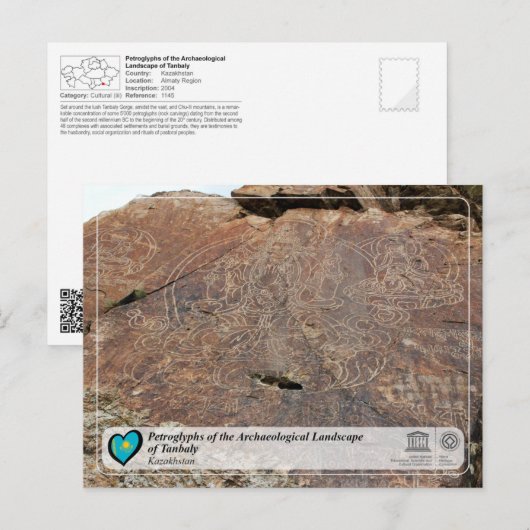 UNESCO WHS - Petroglyphs van Tanbaly Briefkaart (Voorkant / Achterkant)