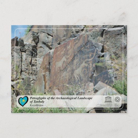 UNESCO WHS - Petroglyphs van Tanbaly Briefkaart (Voorkant)