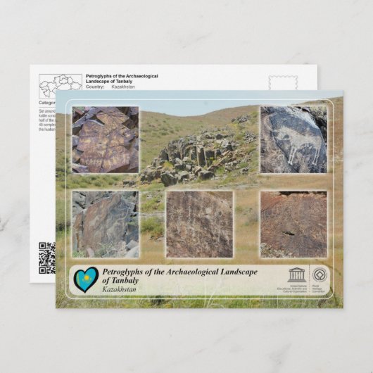 UNESCO WHS - Petroglyphs van Tanbaly Briefkaart (Voorkant / Achterkant)