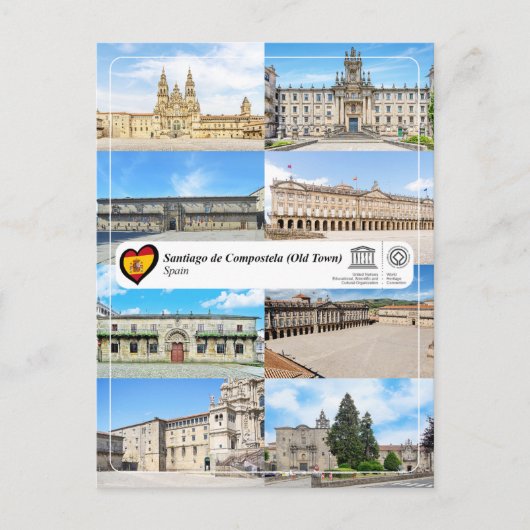 UNESCO WHS - Santiago de Compostela (Oude Stad) Briefkaart (Voorkant)