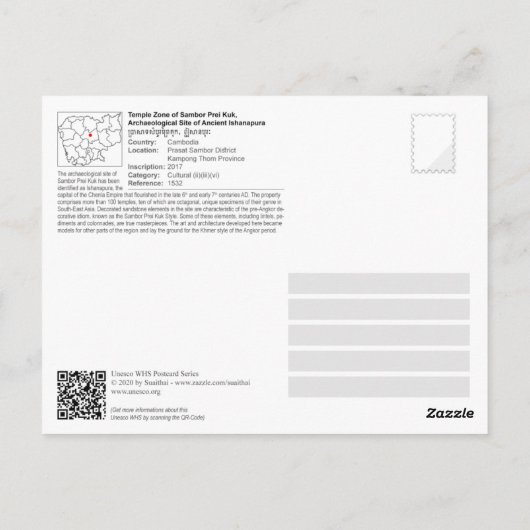 UNESCO WHS - Temple Zone of Sambor Prei Kuk Briefkaart (Achterkant)