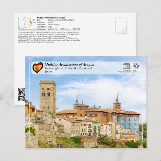UNESCO WHS - Torre de la Iglesia de San Martín Briefkaart (Voorkant / Achterkant)