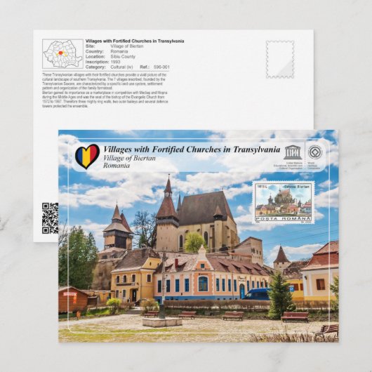 UNESCO WHS - Village of Biertan (Stamp Edition) Po Briefkaart (Voorkant / Achterkant)