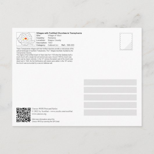 UNESCO WHS - Village of Viscri Briefkaart (Achterkant)