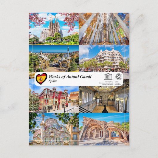 UNESCO WHS - Werken van Antoni Gaudi Briefkaart (Voorkant)