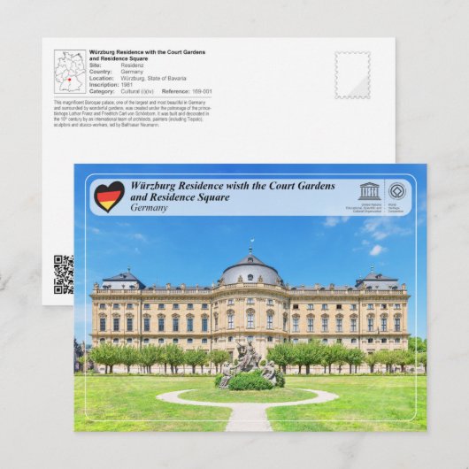 UNESCO WHS - Würzburg Ingezetenschap Briefkaart (Voorkant / Achterkant)