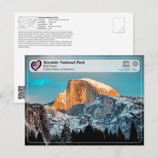 UNESCO WHS - Yosemite National Park - Half Dome Briefkaart (Voorkant / Achterkant)