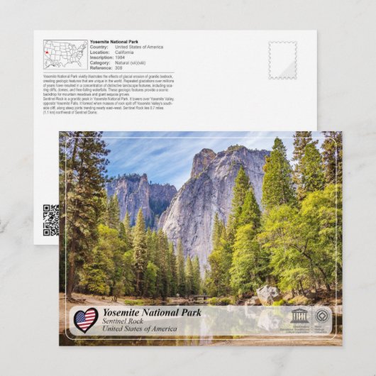 UNESCO WHS - Yosemite NP - Sentinel Rock Briefkaart (Voorkant / Achterkant)