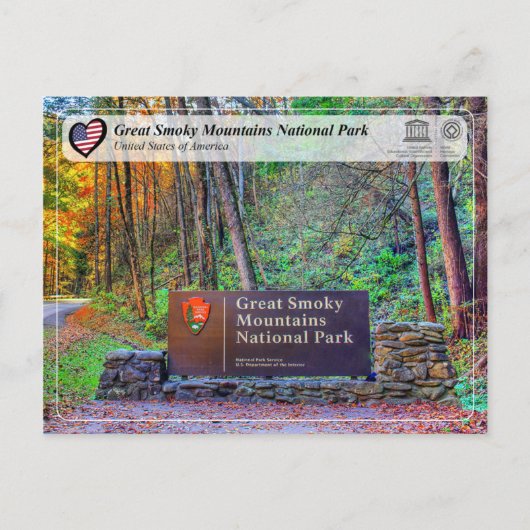 UNESCO WHV - Nationaal Park Grote Smoky Mountains Briefkaart (Voorkant)