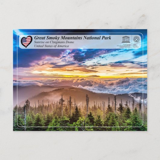 UNESCO WHV - Nationaal Park Grote Smoky Mountains Briefkaart (Voorkant)