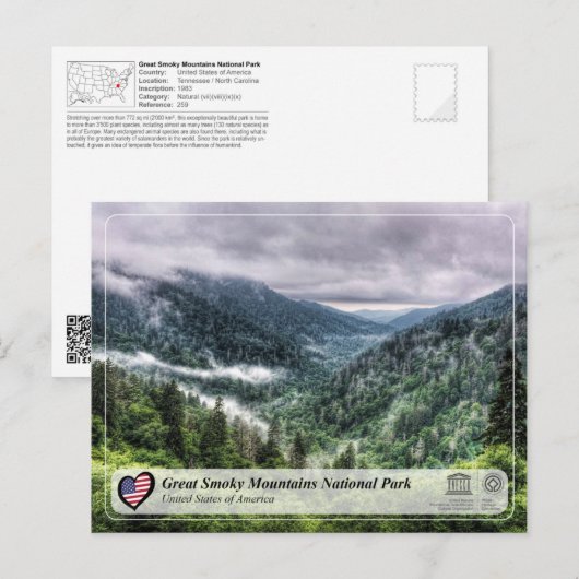 UNESCO WHV - Nationaal Park Grote Smoky Mountains Briefkaart (Voorkant / Achterkant)