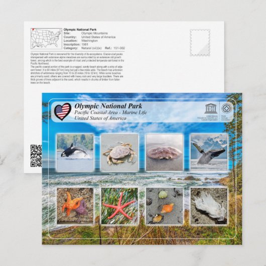 UNESCO WHV - Olympisch Nationaal Park - Marien Lev Briefkaart (Voorkant / Achterkant)