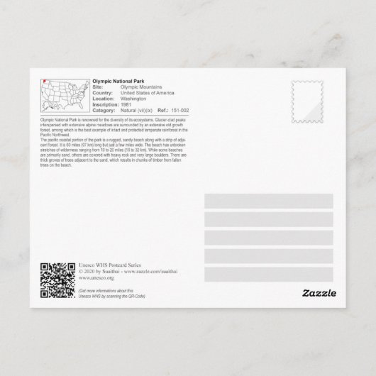 UNESCO WHV - Olympisch Nationaal Park - Marien Lev Briefkaart (Achterkant)