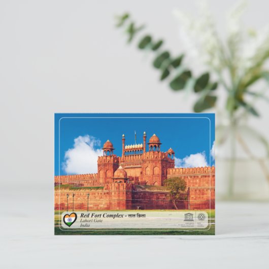 UNESCO WHV - Red Fort Complex - ला ल ला Briefkaart (Staand voorkant)