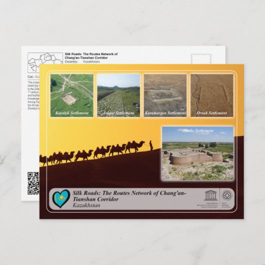 UNESCO WHV - Zijderwegen - Kazachse sites Briefkaart (Voorkant / Achterkant)