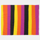 Uneven strepen - zwart, roze, Oranje en geel Fleece Deken (Voorkant (Horizontaal))