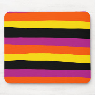 Uneven strepen - zwart, roze, Oranje en geel Muismat