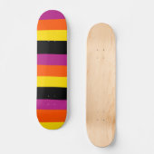 Uneven strepen - zwart, roze, Oranje en geel Persoonlijk Skateboard (Voorkant)