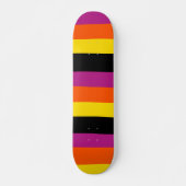 Uneven strepen - zwart, roze, Oranje en geel Persoonlijk Skateboard (Voorkant)