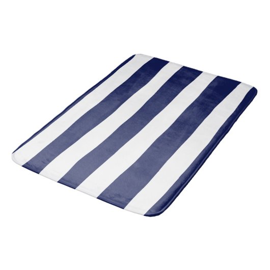 Uneven Stripes - blauw en wit Badmat (Gekanteld)
