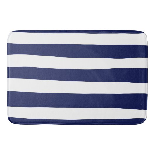 Uneven Stripes - blauw en wit Badmat (Voorkant)