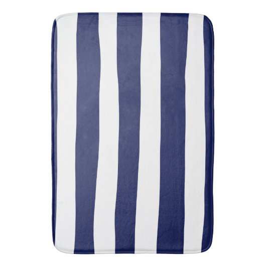Uneven Stripes - blauw en wit Badmat (Voorkant Verticaal)