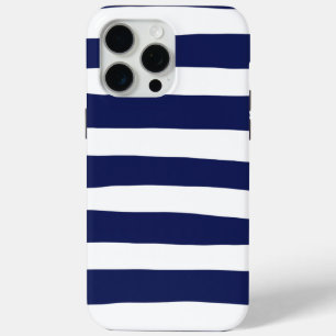 Uneven Stripes - blauw en wit iPhone 15 Pro Max Case