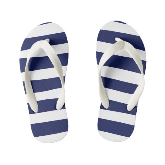 Uneven Stripes - blauw en wit Kinder Teenslippers (Voetbed)