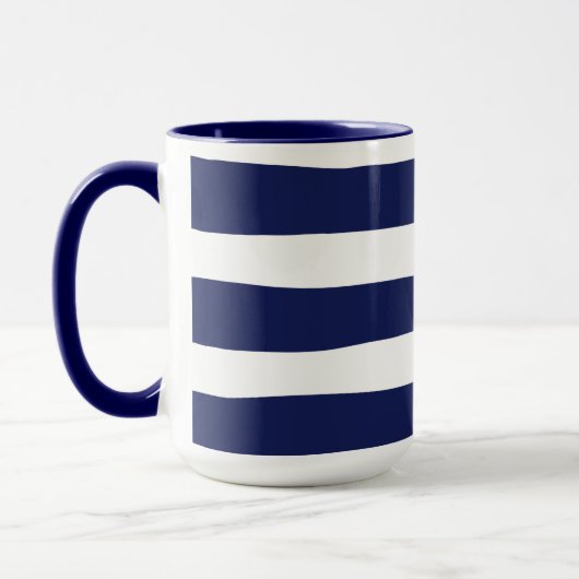 Uneven Stripes - blauw en wit Mok (Links)