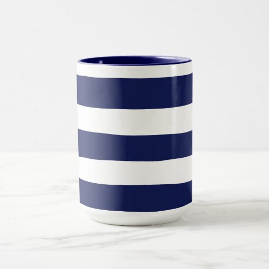 Uneven Stripes - blauw en wit Mok (Midden)
