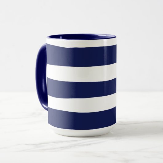 Uneven Stripes - blauw en wit Mok (Voorkant links)